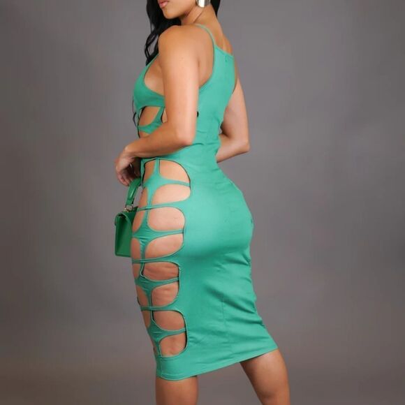 NWOT Halfheart Step Up Mini Dress. Green Lrg#027 - Picture 8 of 16